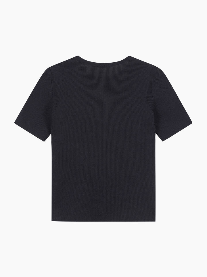 Dark blue sweater with text - null - Dark Blue | Sisley K image number 2